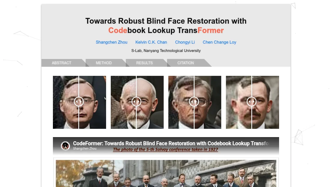 Screenshot of CodeFormer website