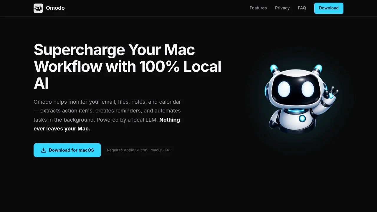 Screenshot of Omodo website