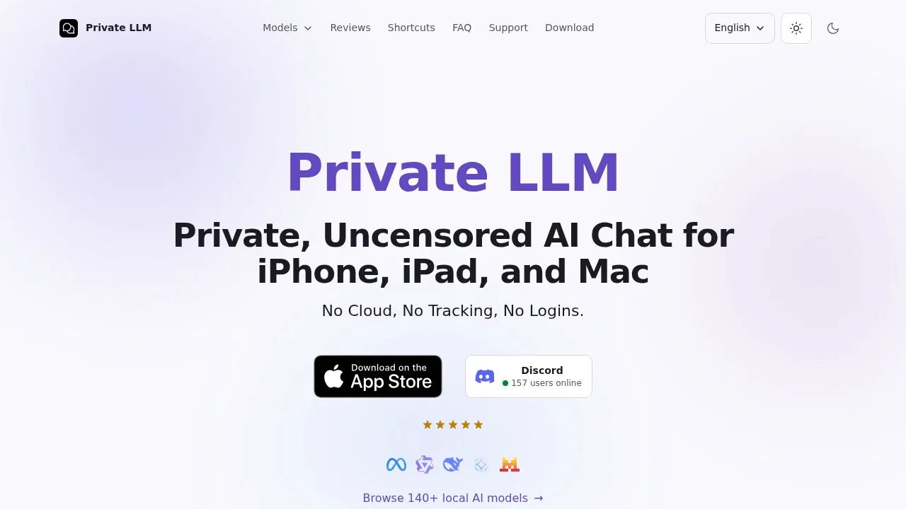 Screenshot of Private LLM website