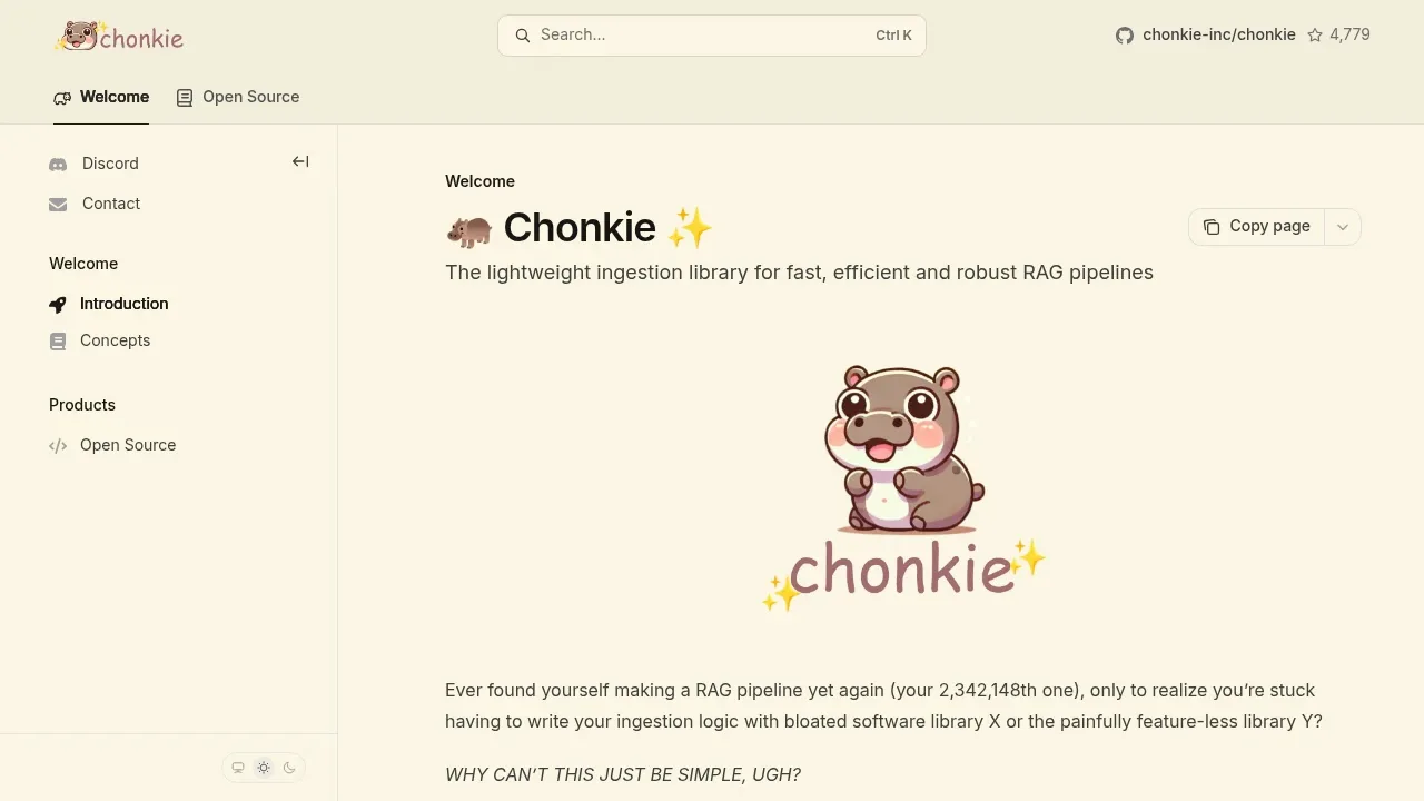 Screenshot of Chonkie website