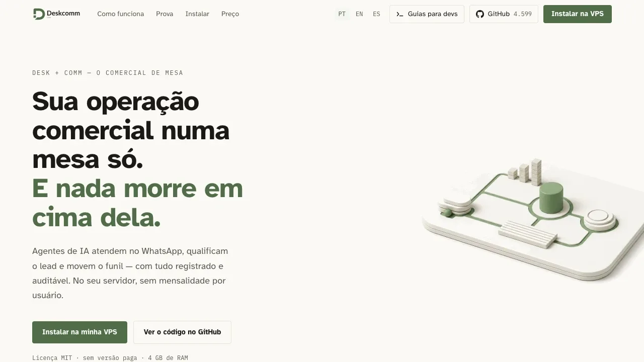 Screenshot of DeskcommCRM website