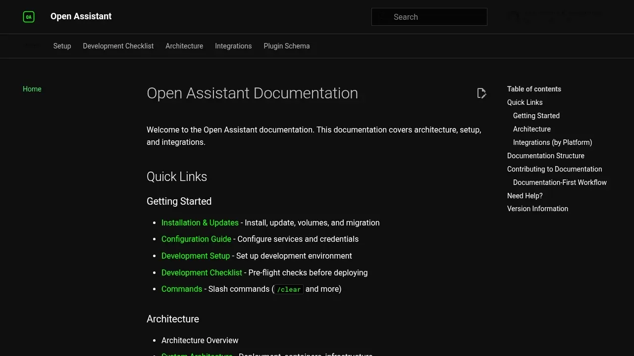 Screenshot of Open Assistant website