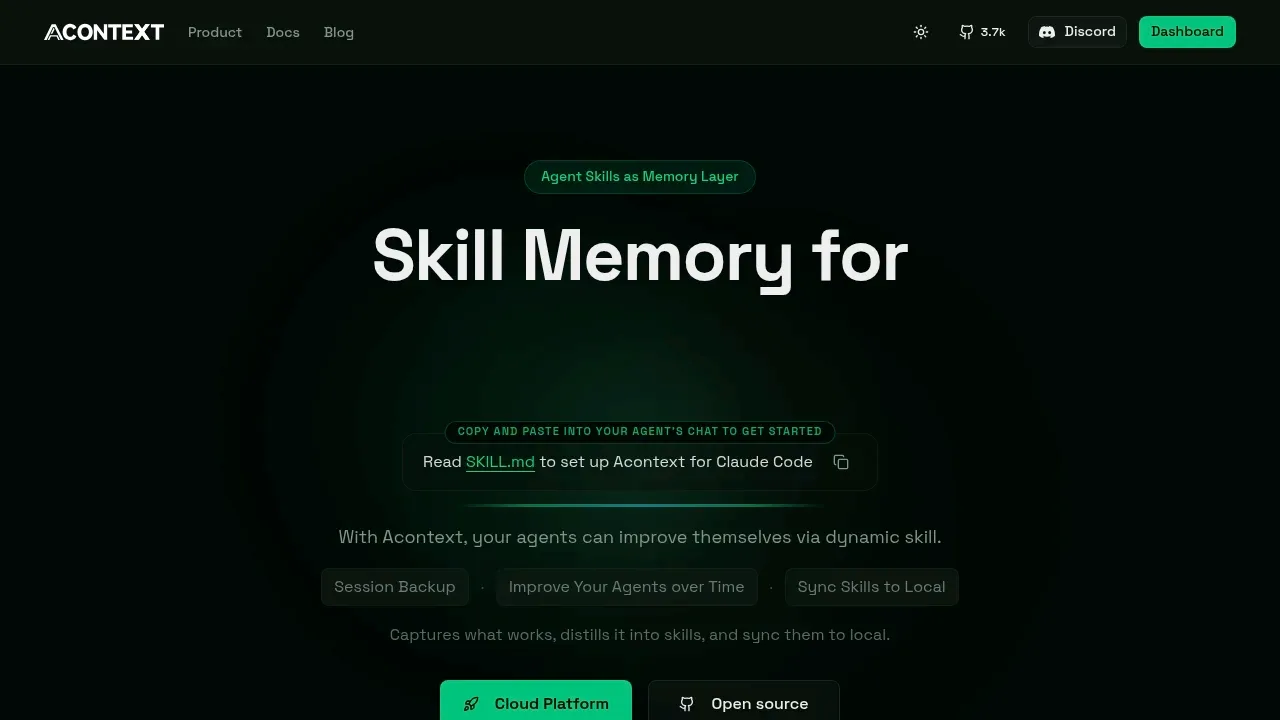 Screenshot of Acontext website