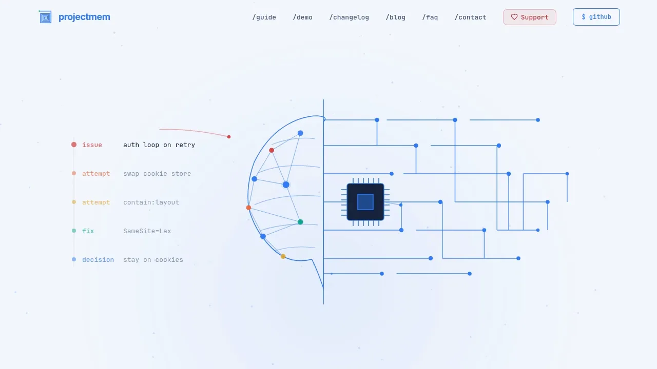 Screenshot of projectmem website
