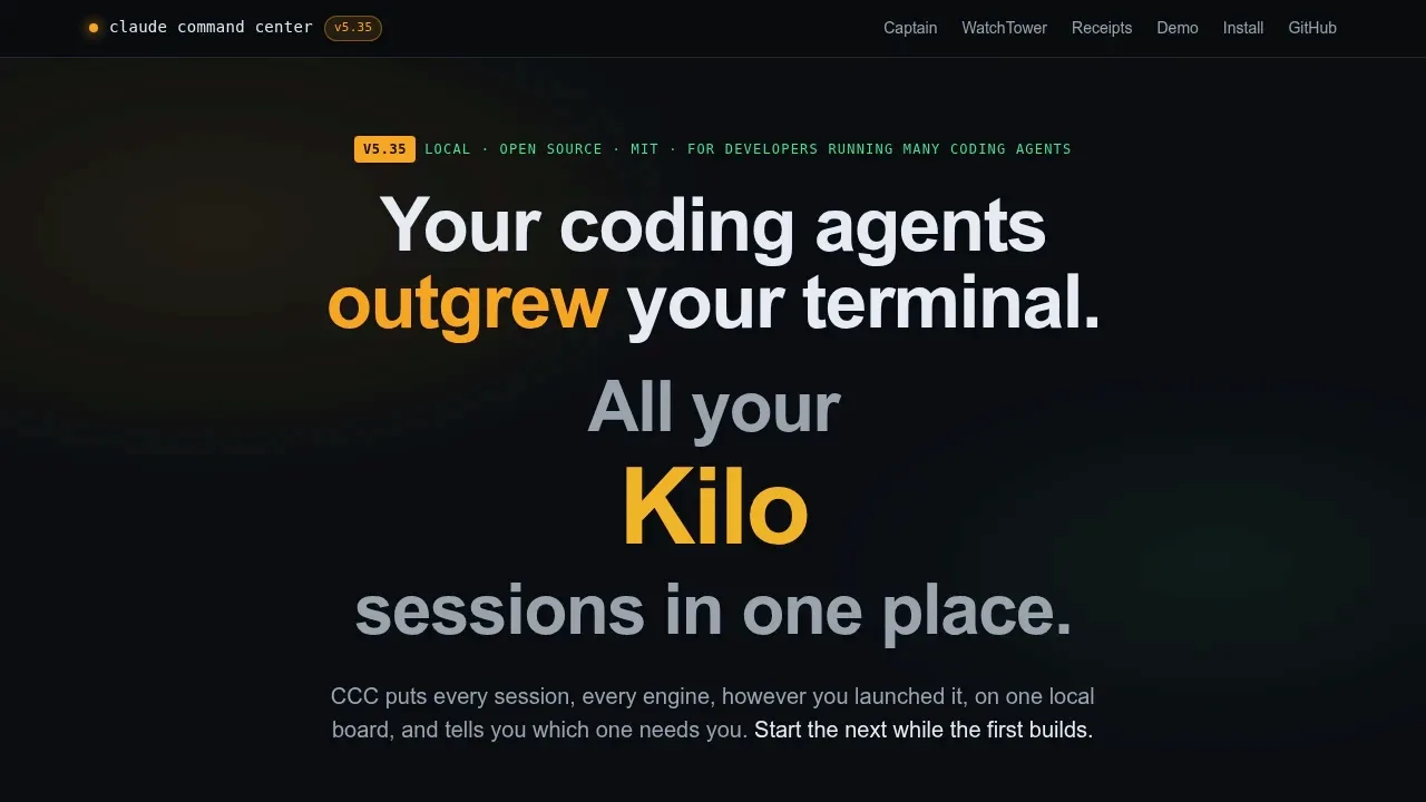 Screenshot of Claude Command Center website
