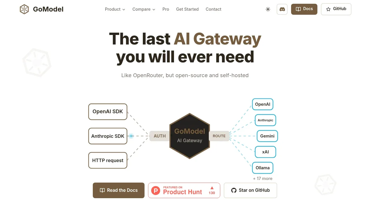 Screenshot of GoModel website