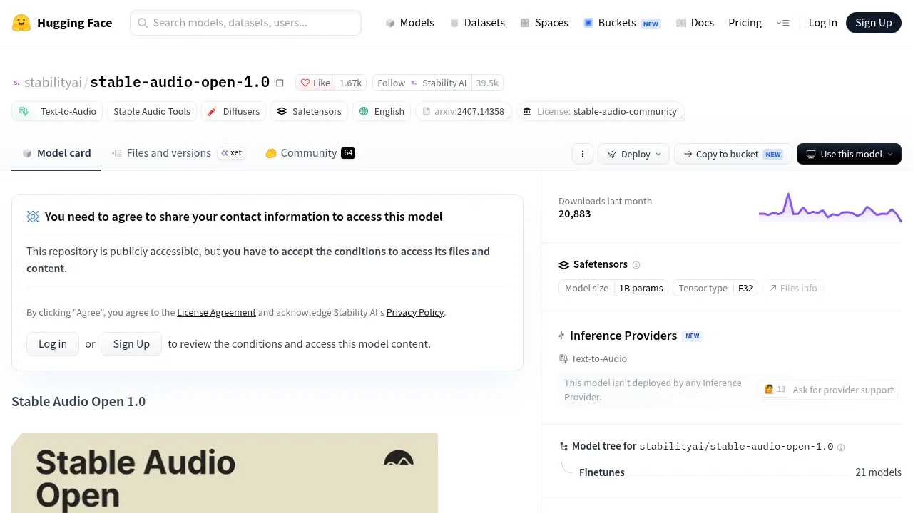 Screenshot of Stable Audio Open website