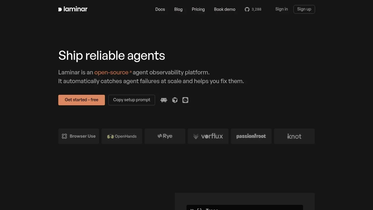 Screenshot of Laminar website