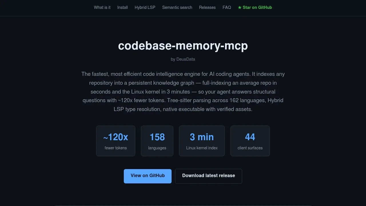 Screenshot of Codebase Memory MCP website