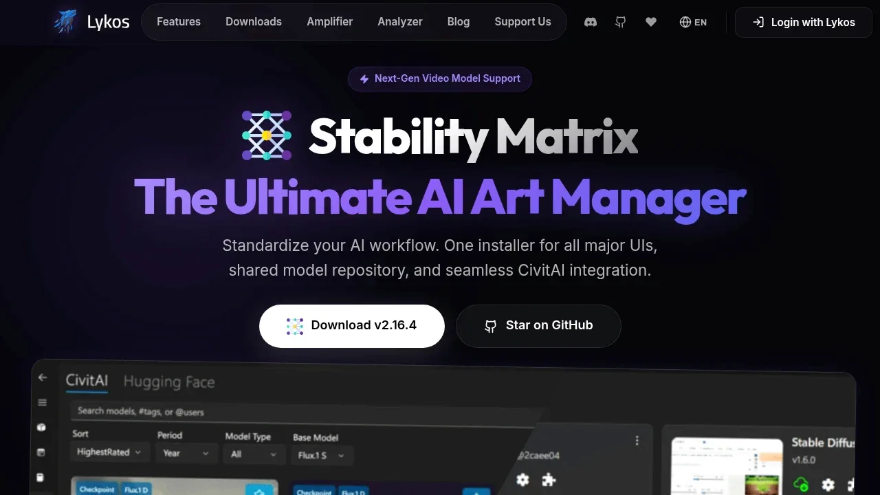 Screenshot of Stability Matrix website