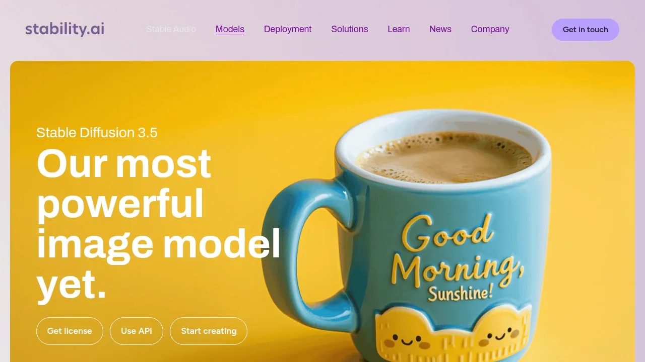 Screenshot of Stable Diffusion 3.5 website
