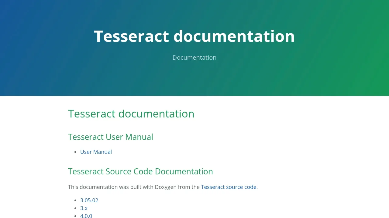Screenshot of Tesseract website
