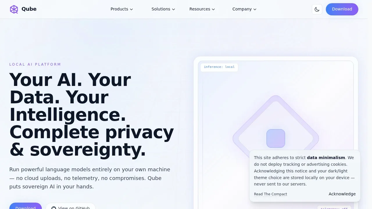 Screenshot of Qube website