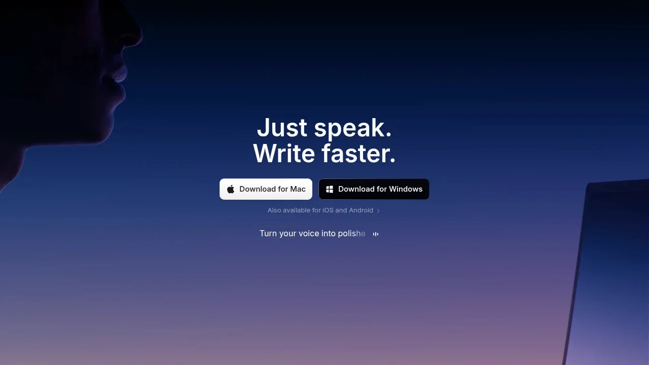 Screenshot of Superwhisper website
