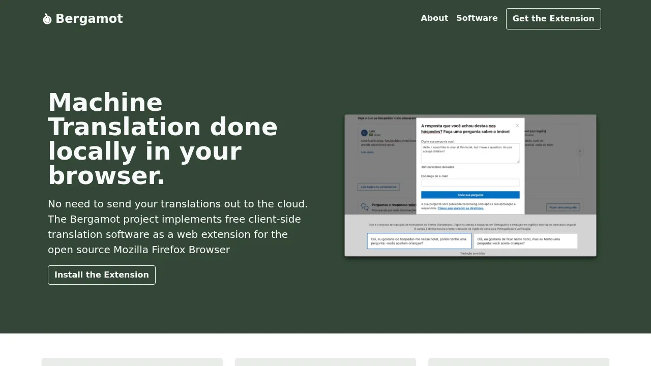 Screenshot of Bergamot Translator website