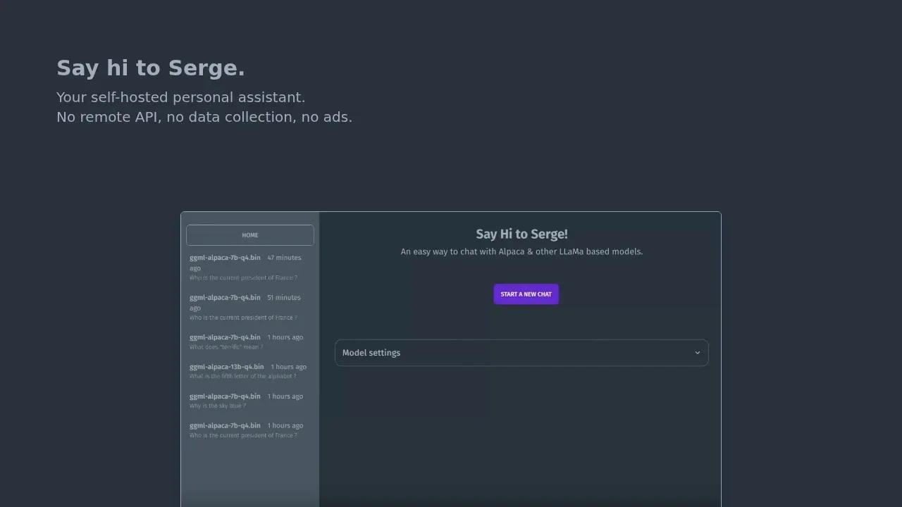Screenshot of Serge website