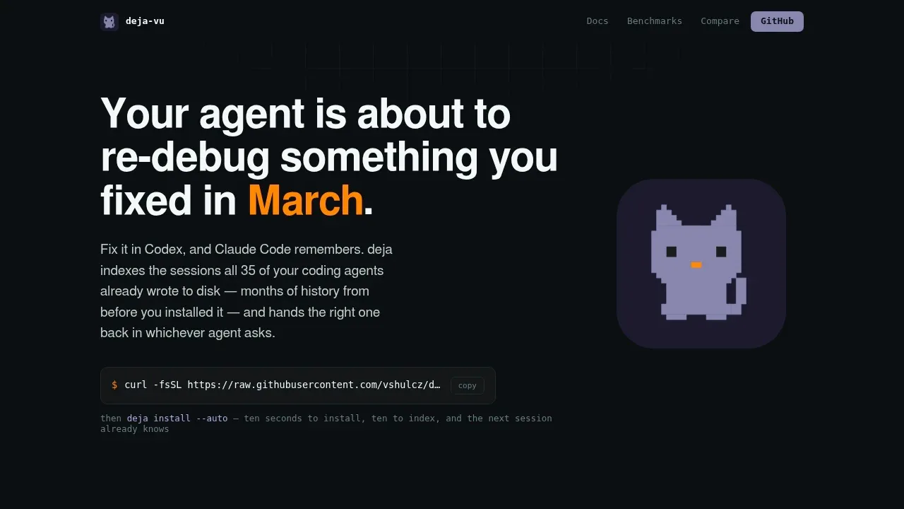 Screenshot of deja-vu website
