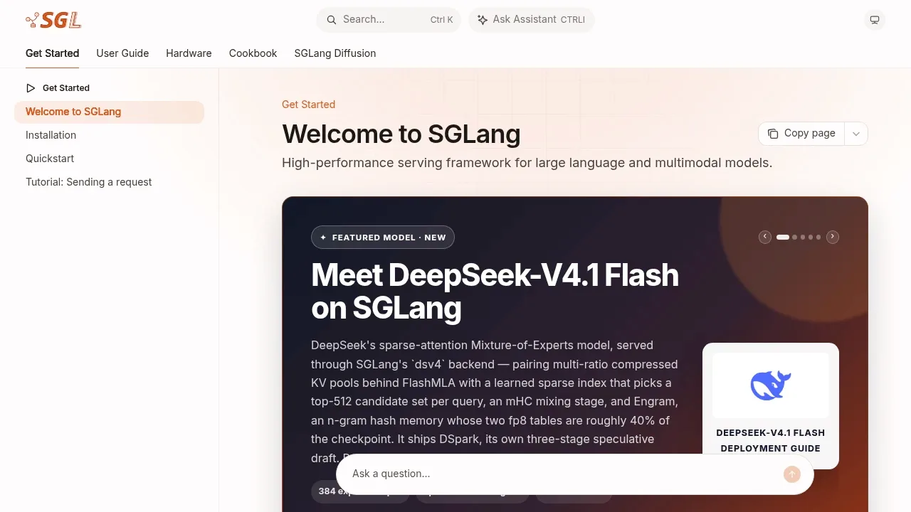 Screenshot of SGLang website