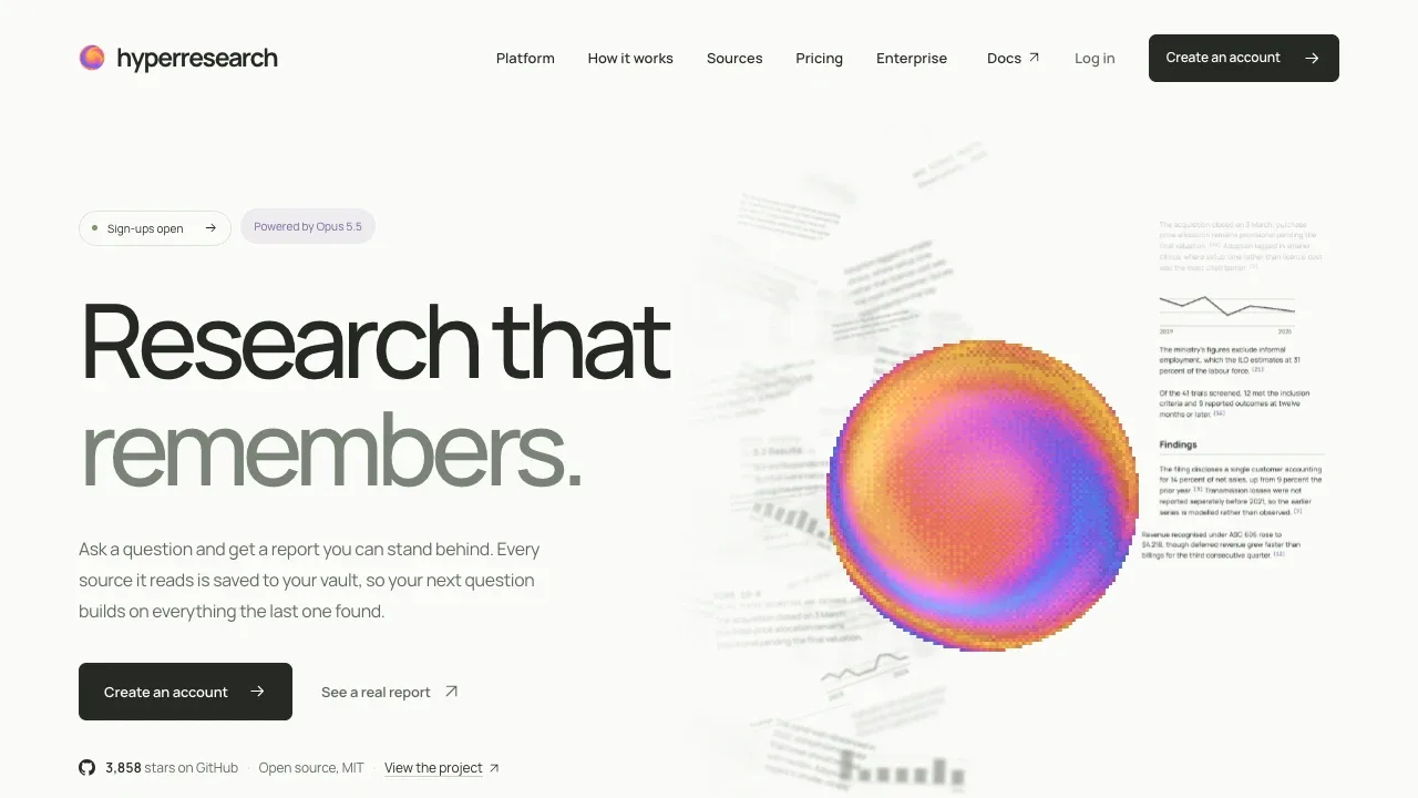 Screenshot of HyperResearch website