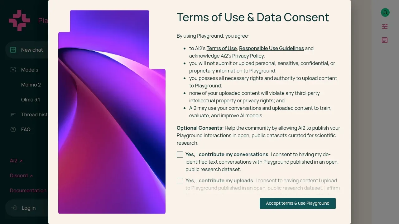 Screenshot of Molmo website