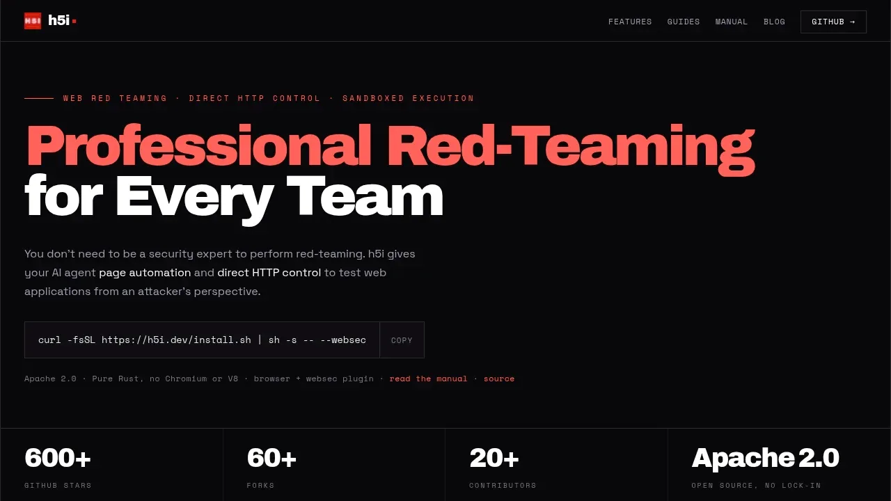 Screenshot of h5i website