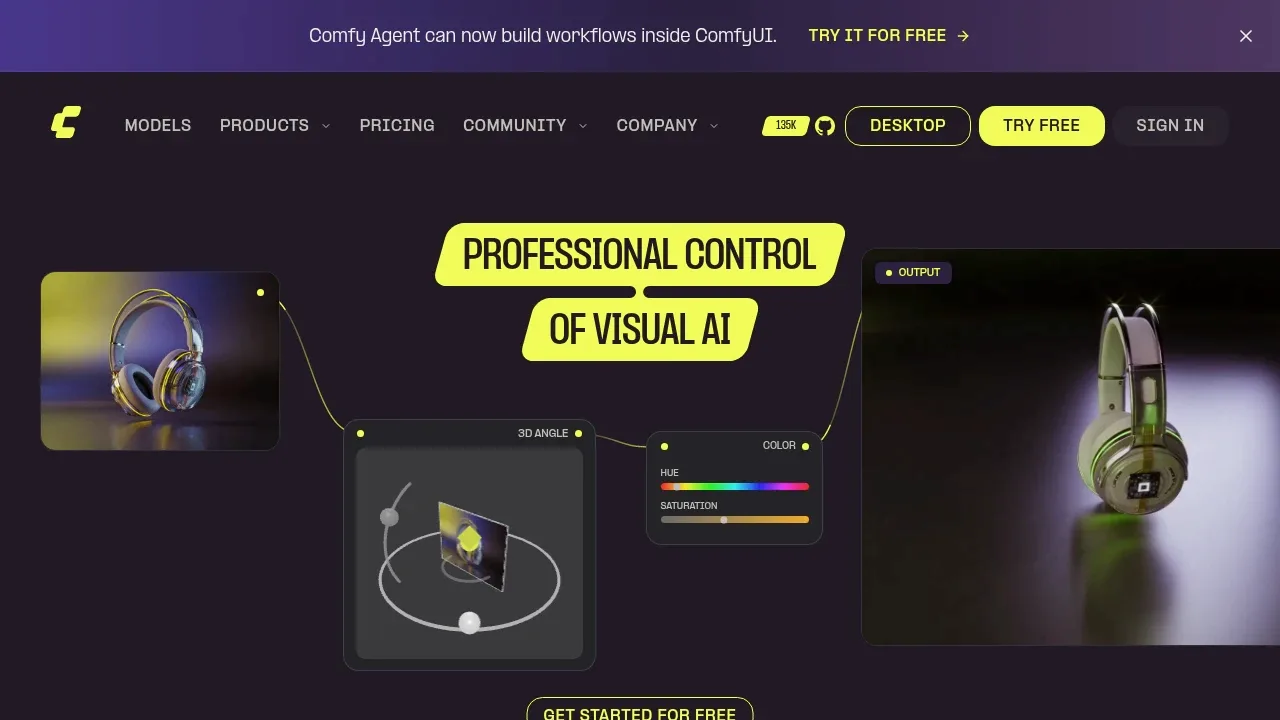 Screenshot of ComfyUI website
