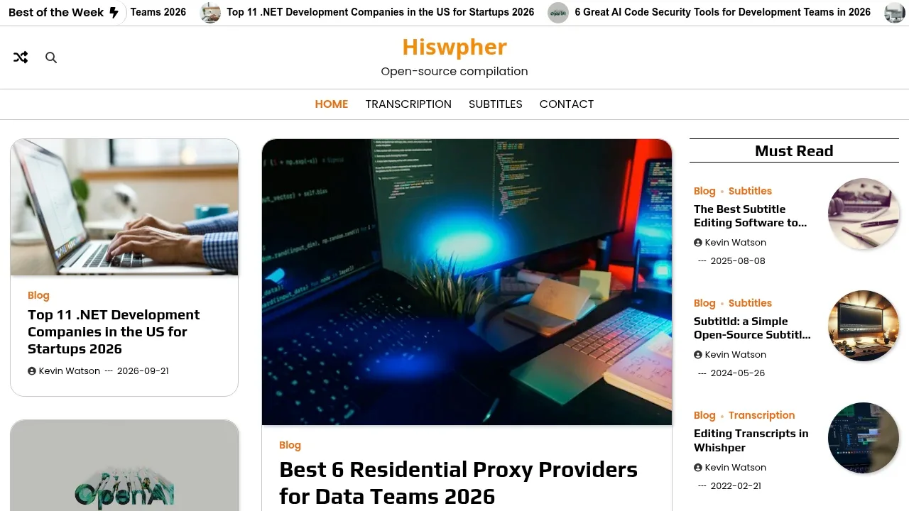 Screenshot of Whishper website