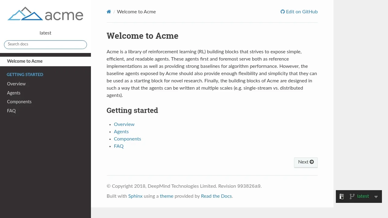 Screenshot of Acme website