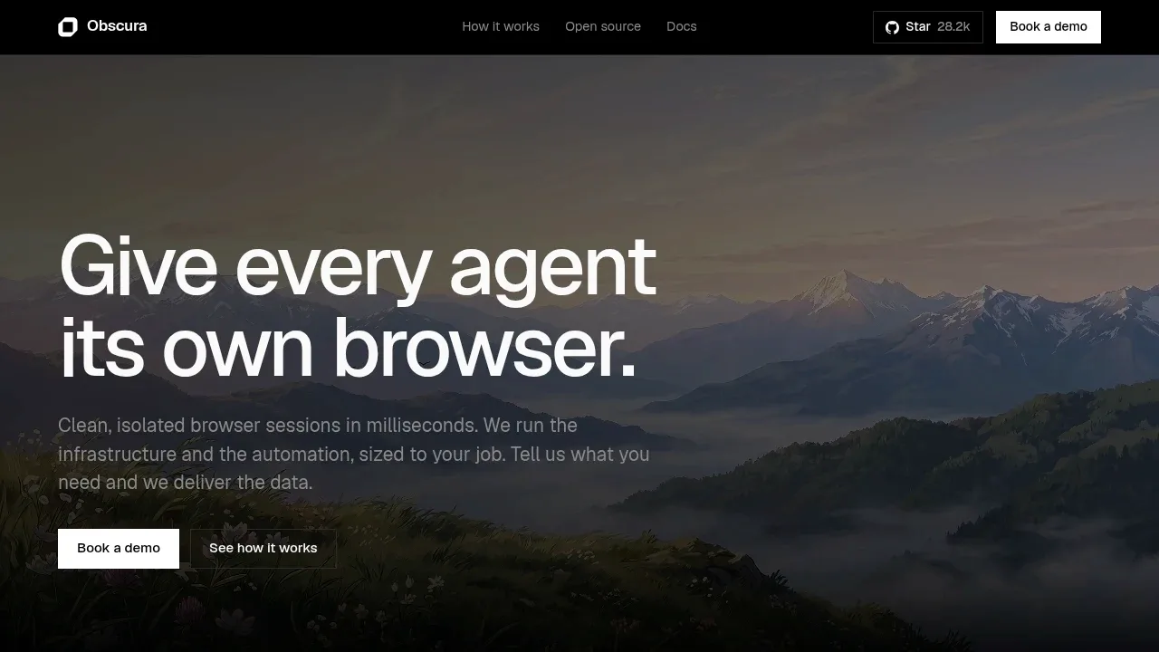 Screenshot of Obscura website
