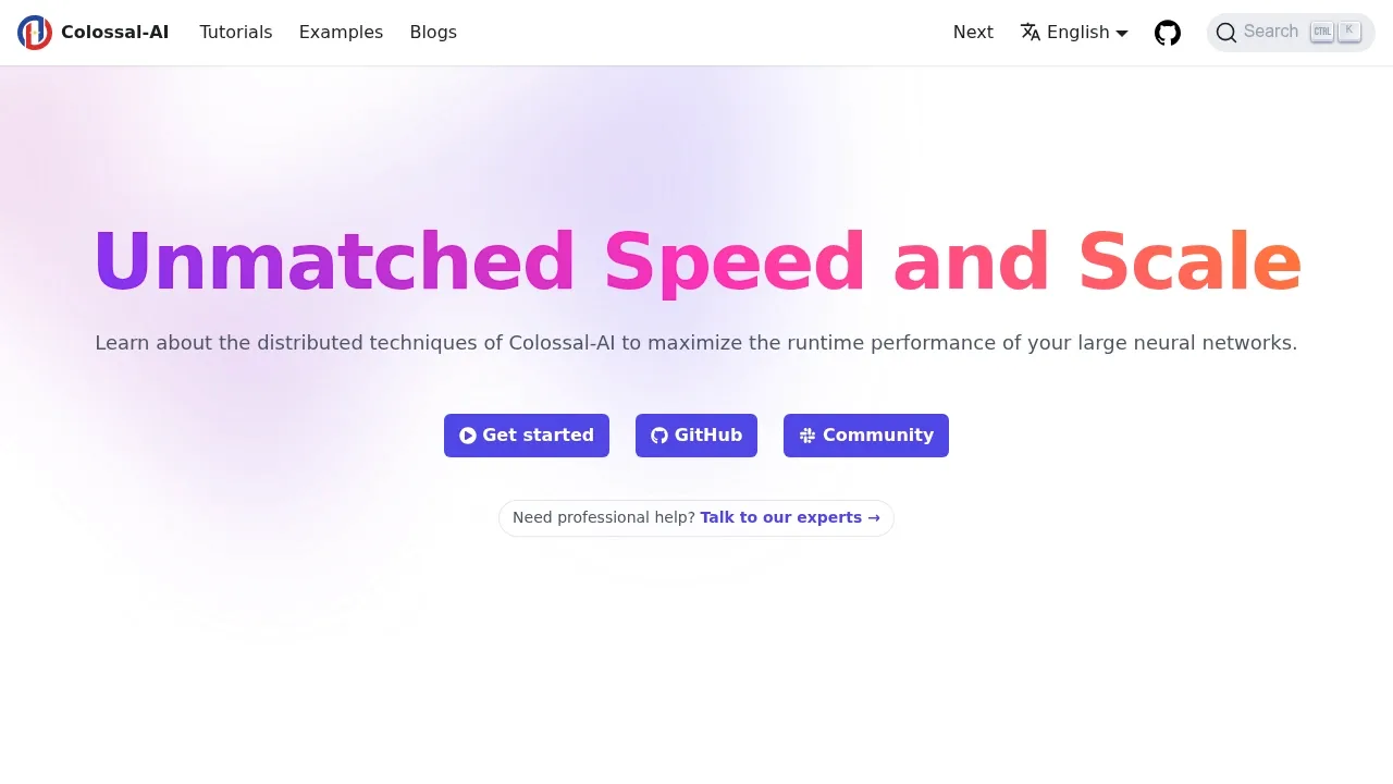 Screenshot of Colossal-AI website