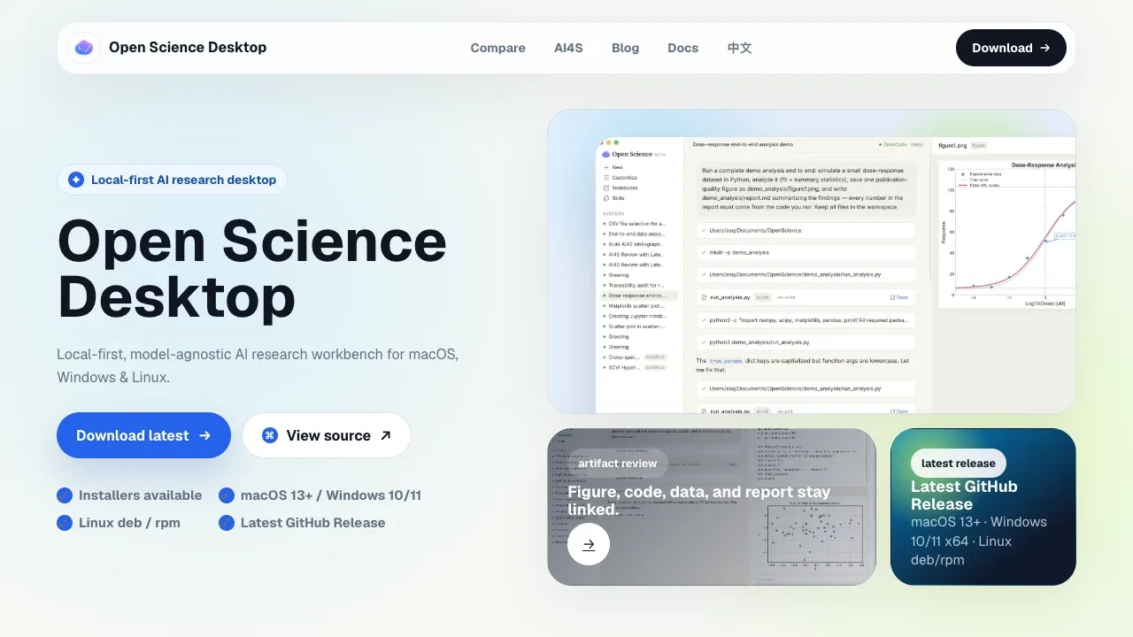 Screenshot of Open Science Desktop website