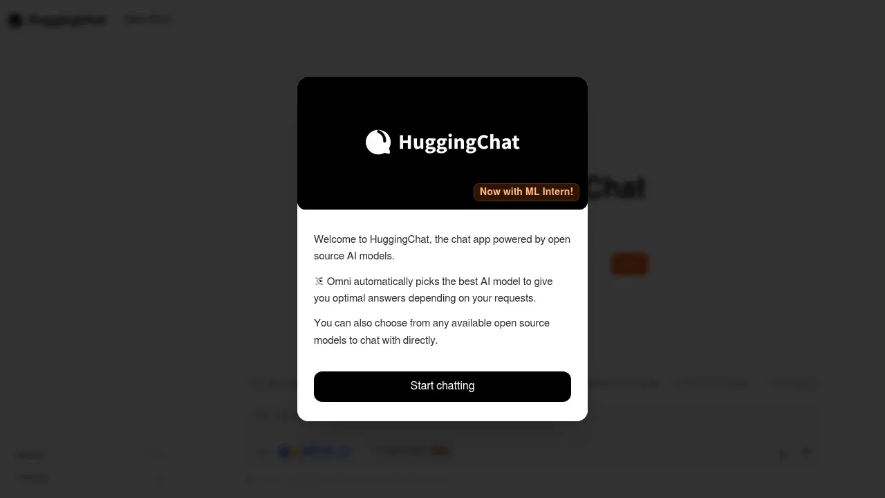 Screenshot of HuggingChat UI website