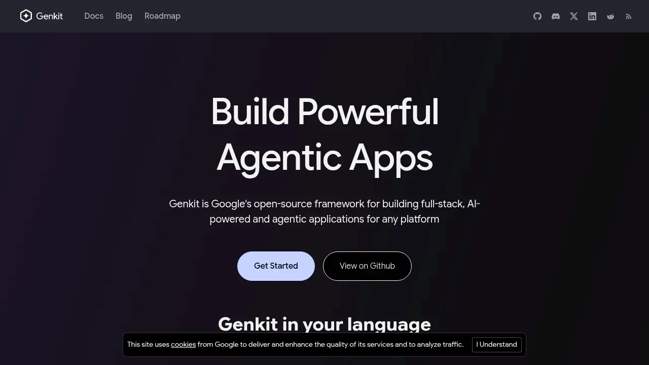 Screenshot of Genkit website