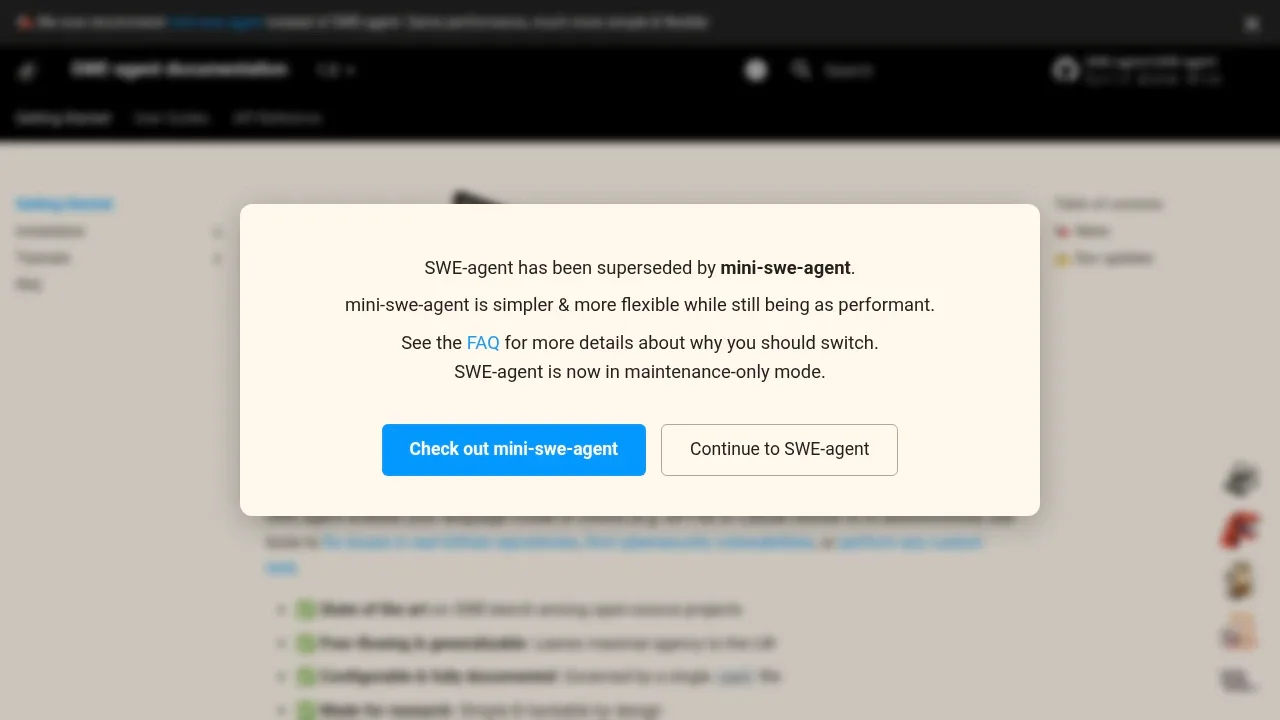 Screenshot of SWE-agent website