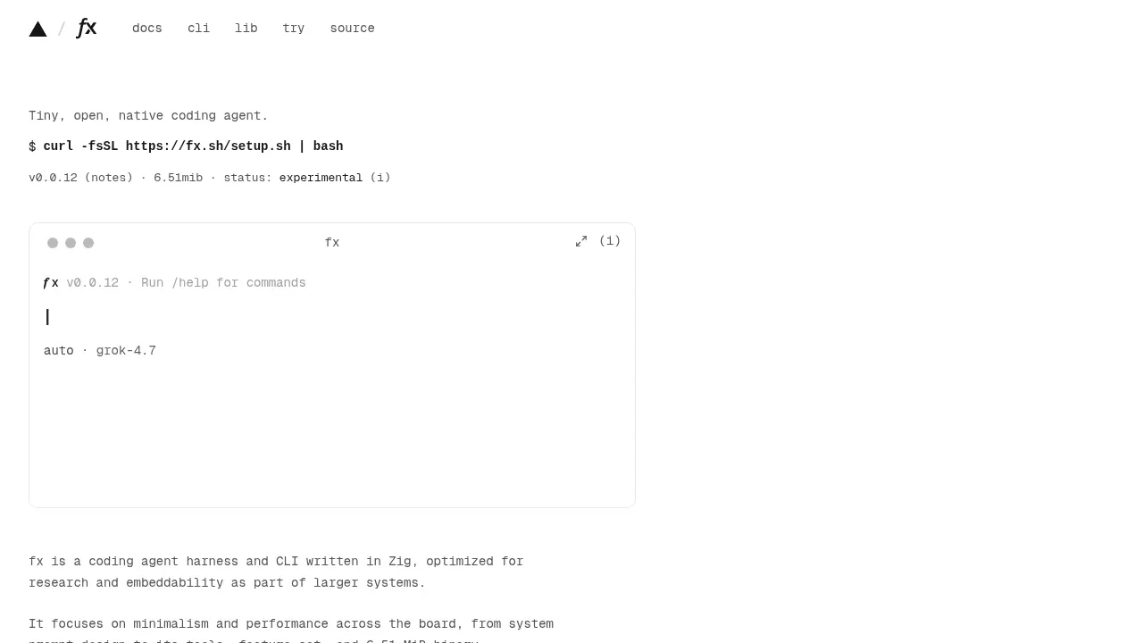 Screenshot of fx website