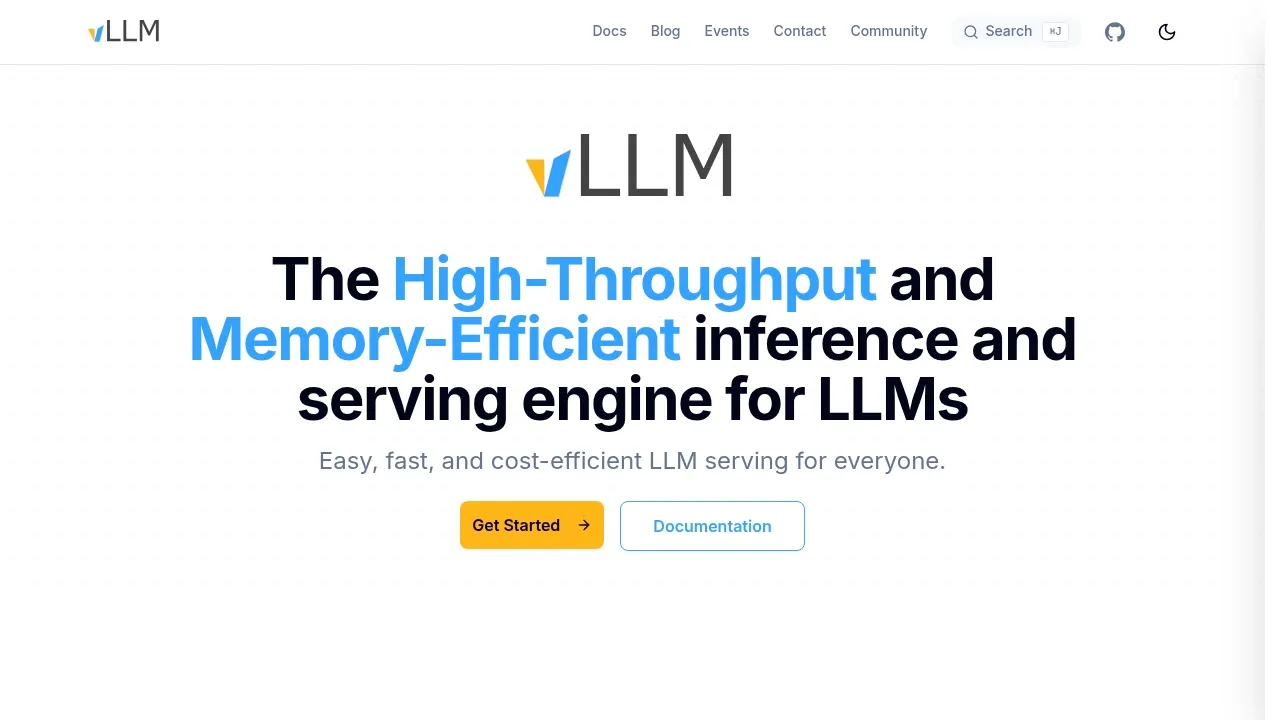Screenshot of vLLM website