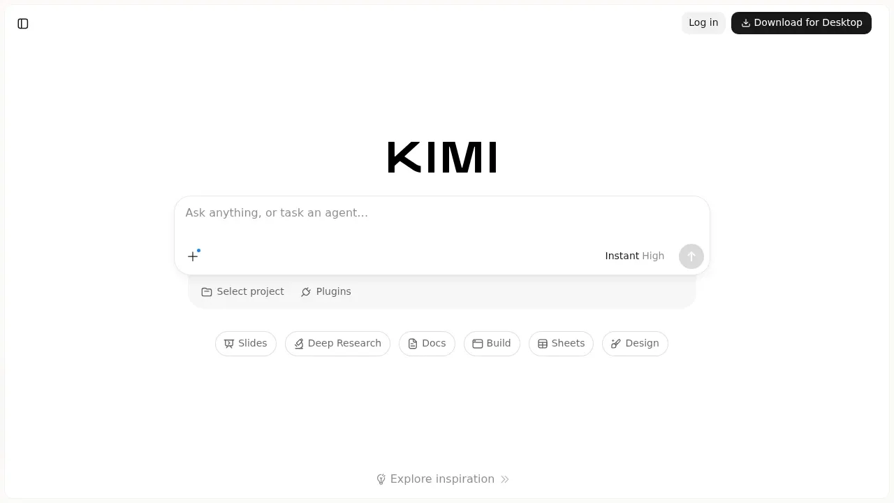 Screenshot of Kimi K2 website