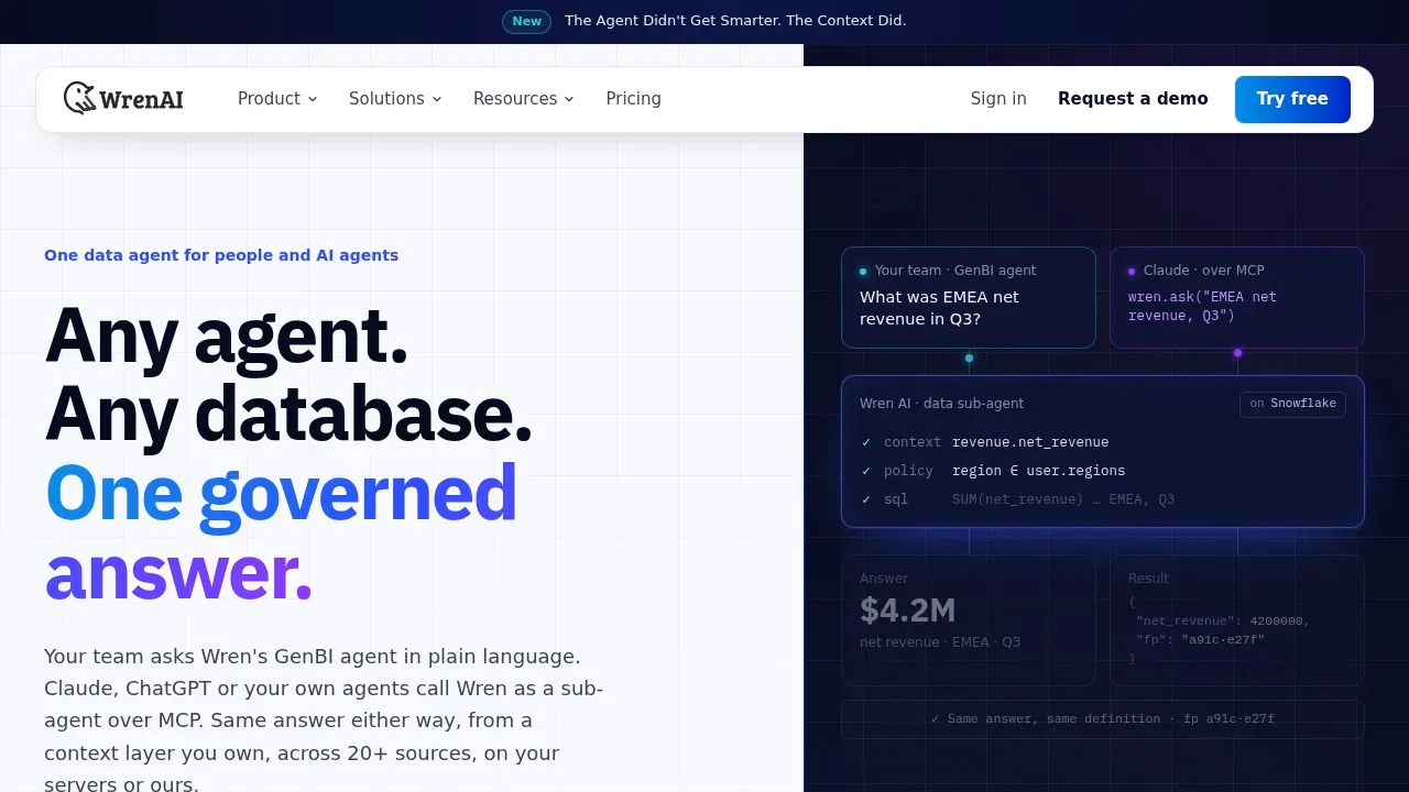 Screenshot of Wren AI website