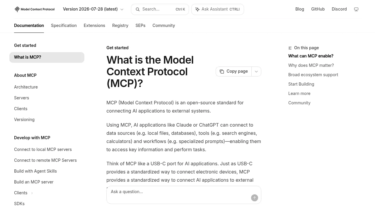 Screenshot of MCP Reference Servers website