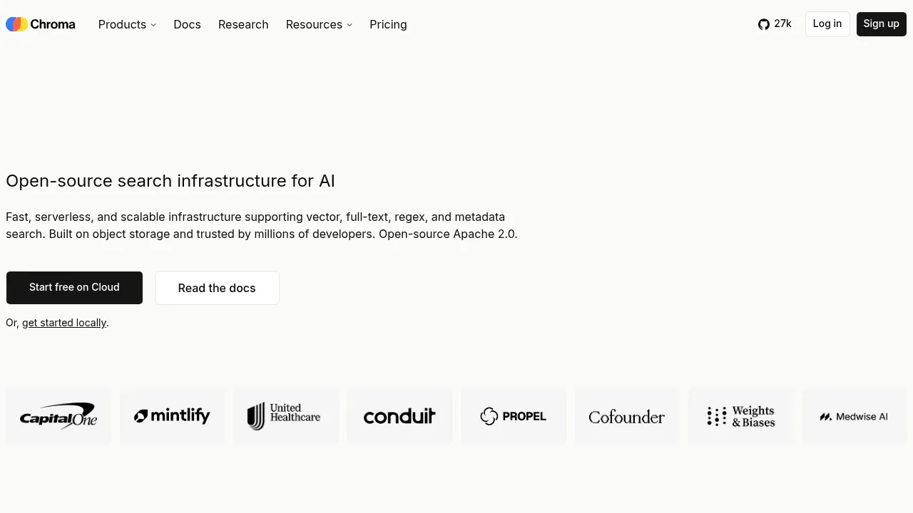 Screenshot of Chroma DB website