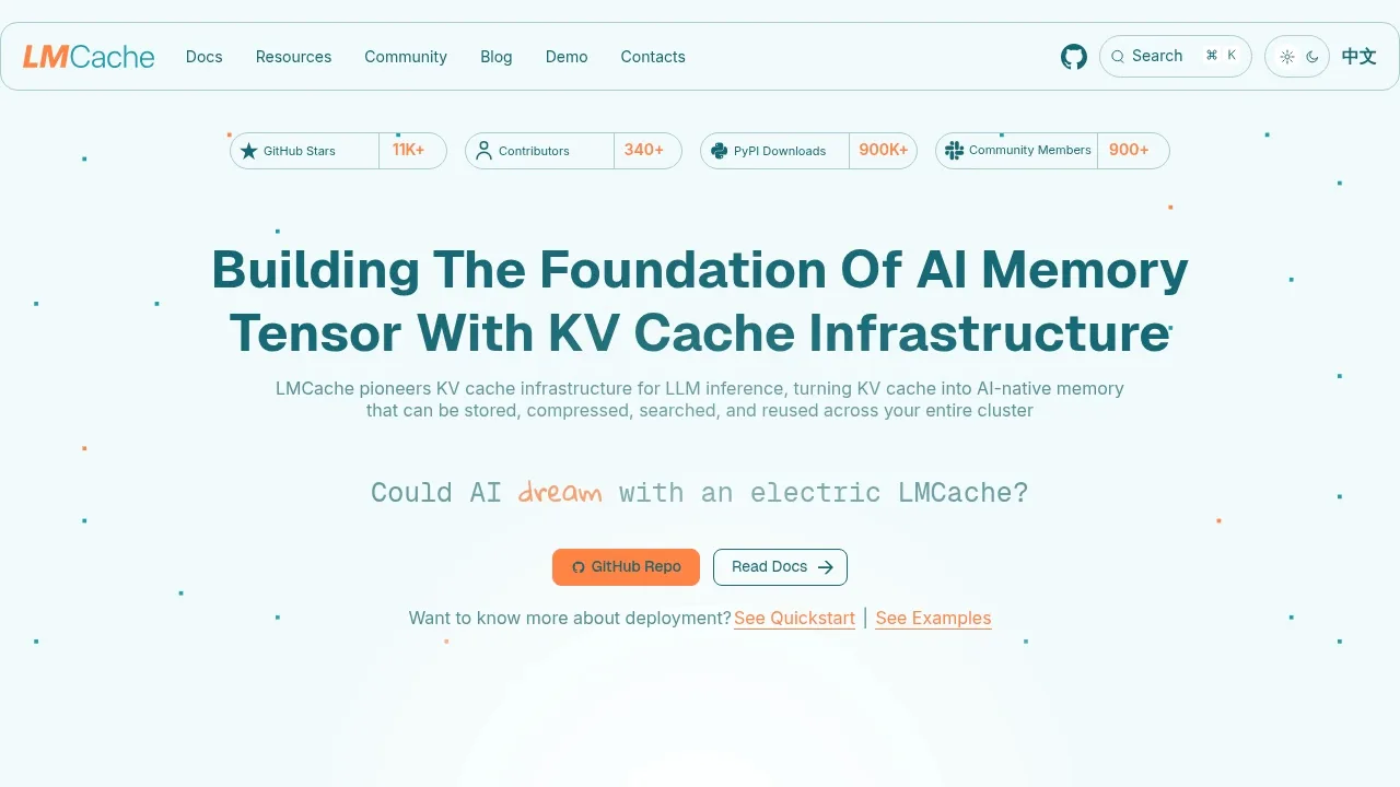 Screenshot of LMCache website