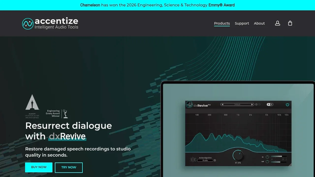 Screenshot of Accentize dxRevive website