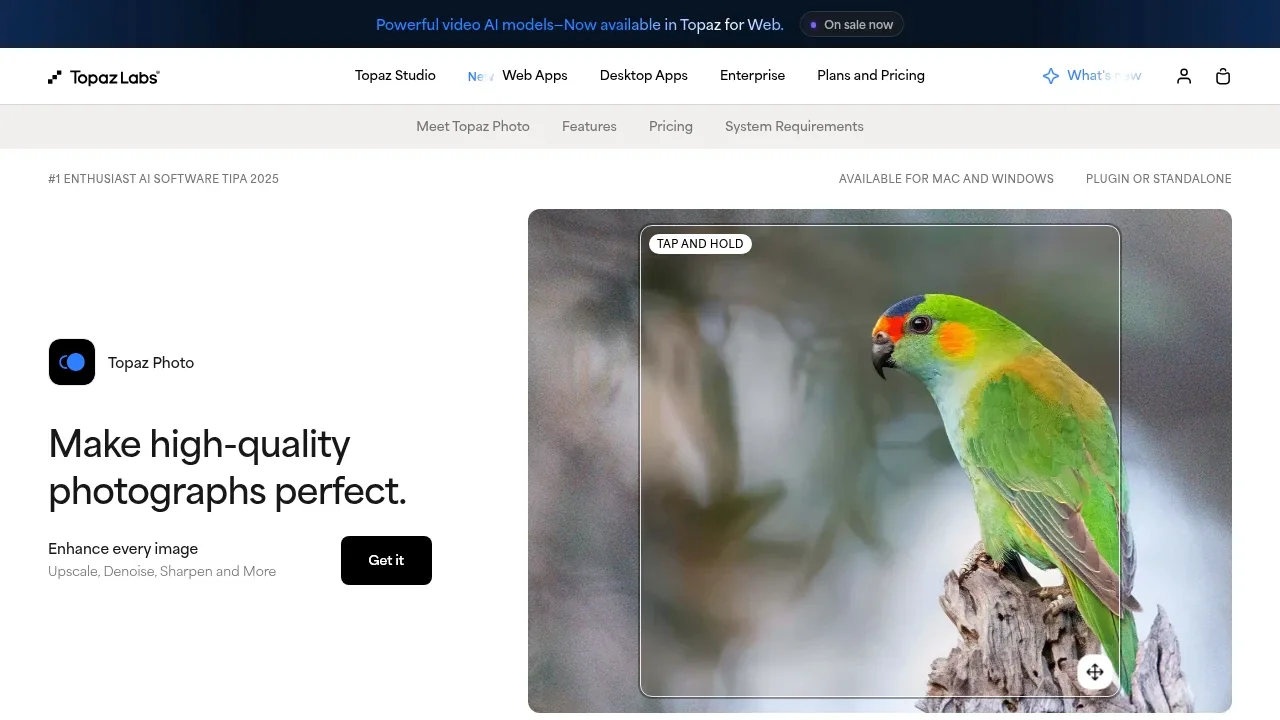 Screenshot of Topaz Photo website