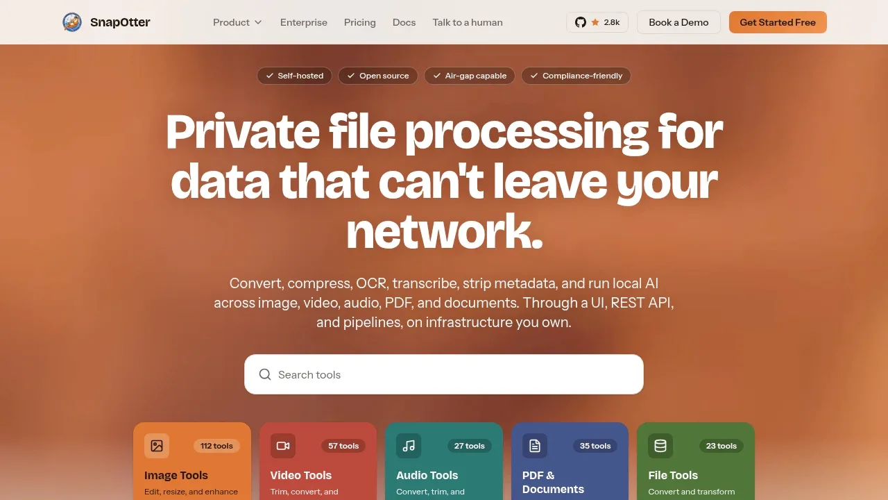 Screenshot of SnapOtter website
