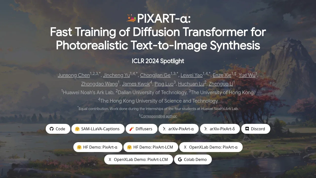 Screenshot of PixArt-Sigma website