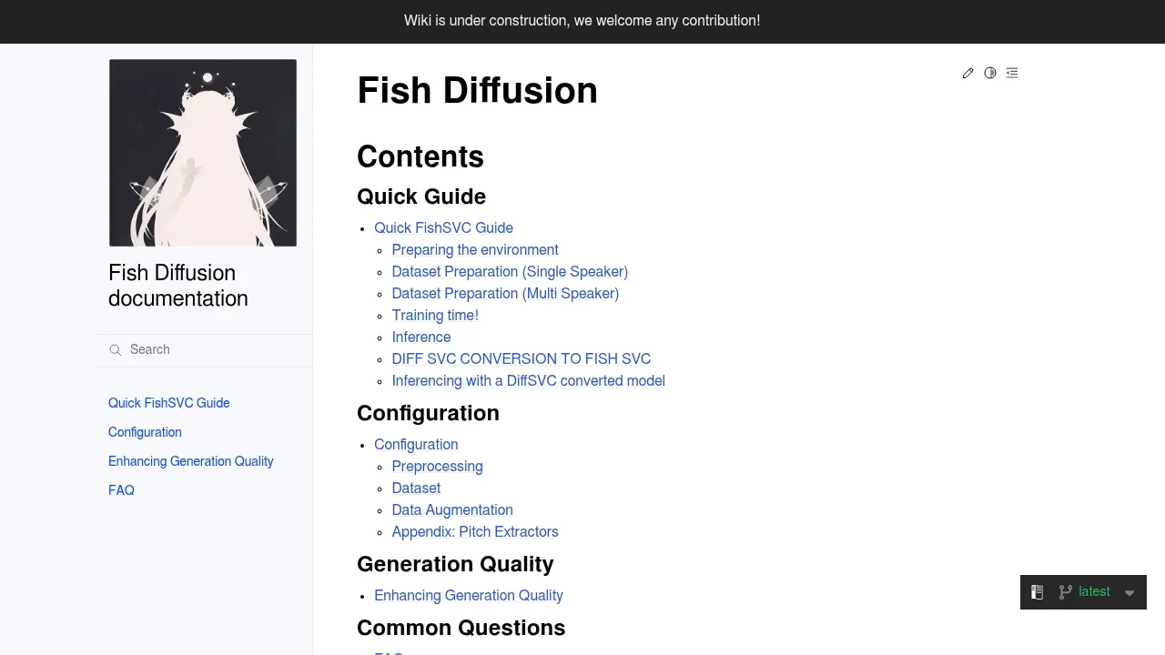 Screenshot of Fish Diffusion website