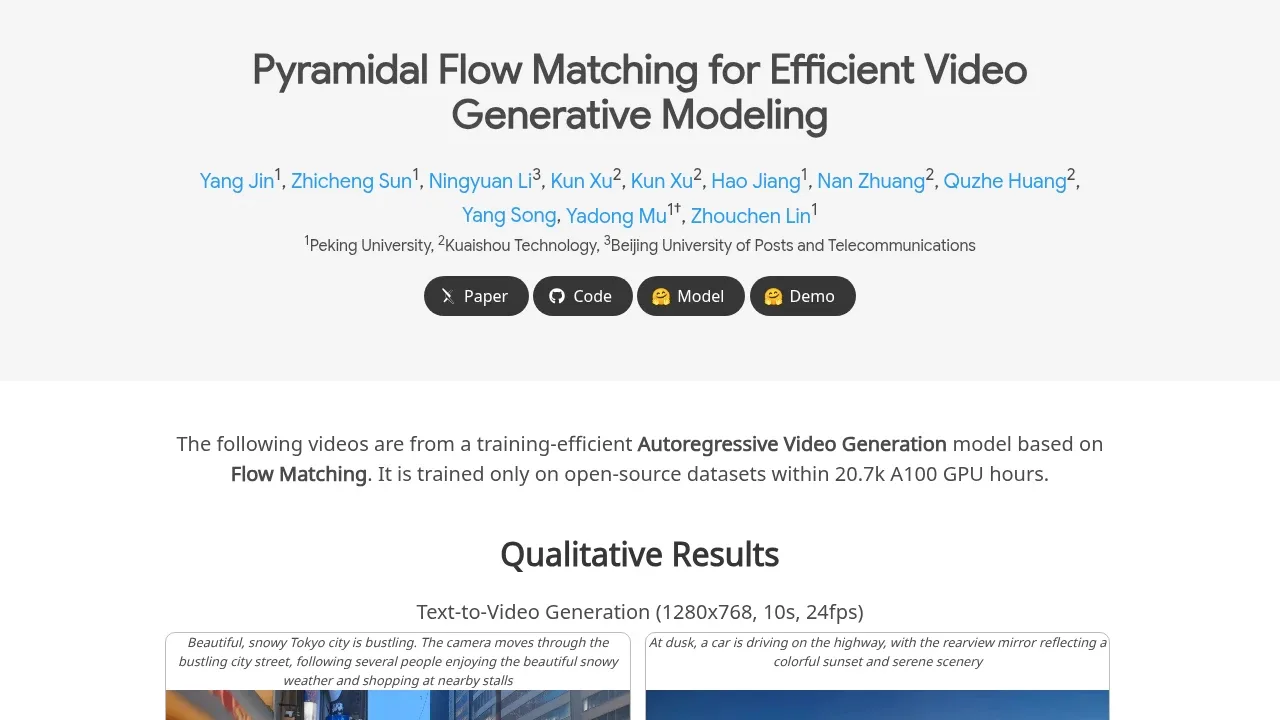 Screenshot of Pyramid Flow website