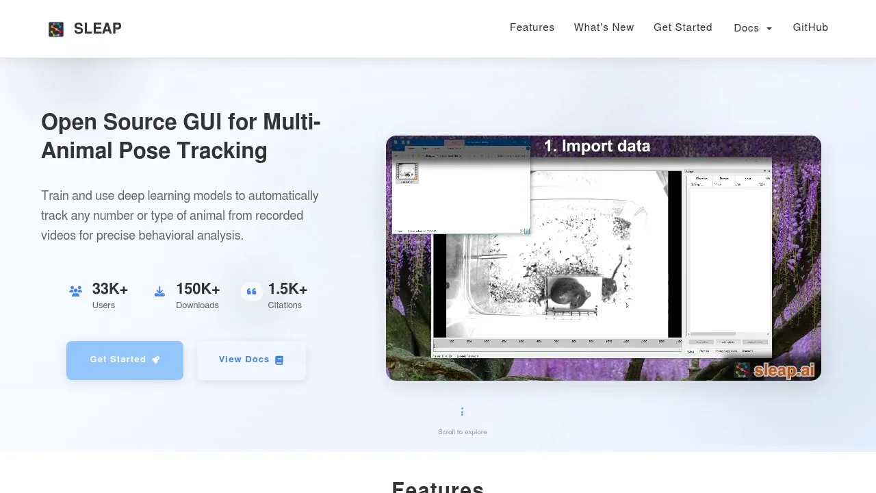 Screenshot of SLEAP website