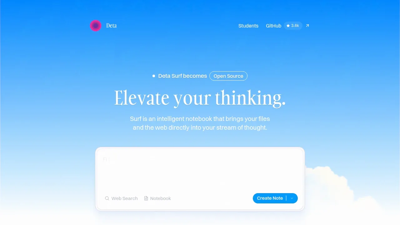 Screenshot of Surf website