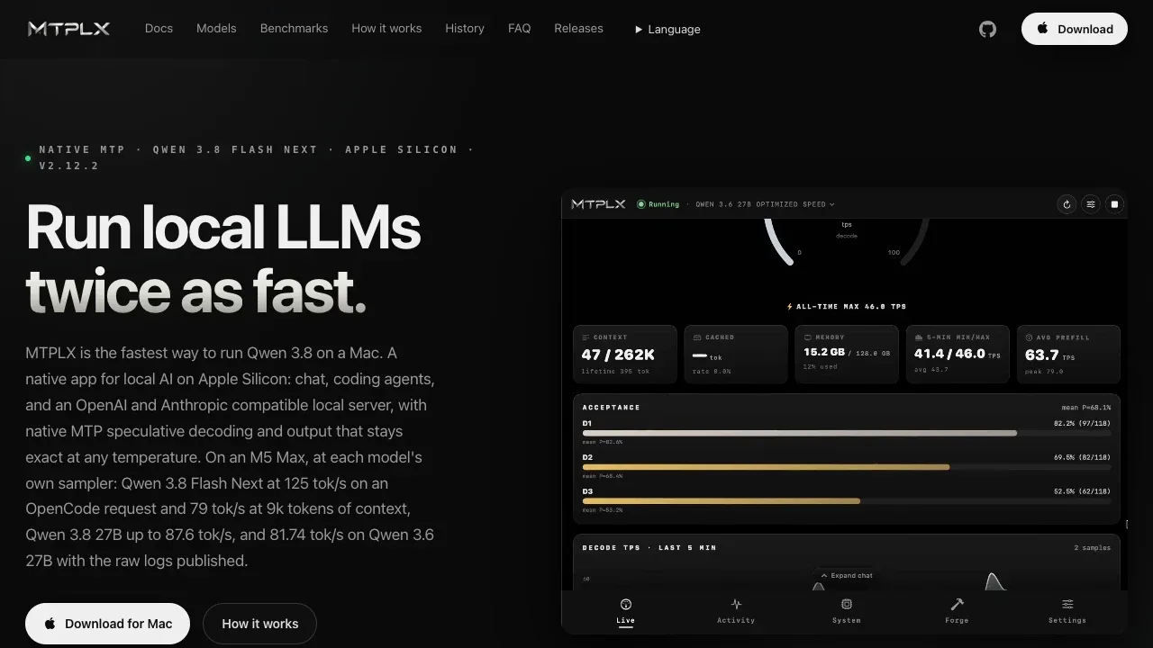 Screenshot of MTPLX website